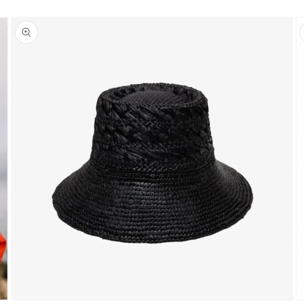 Anthropologie Fina Black raffia hat new without tags